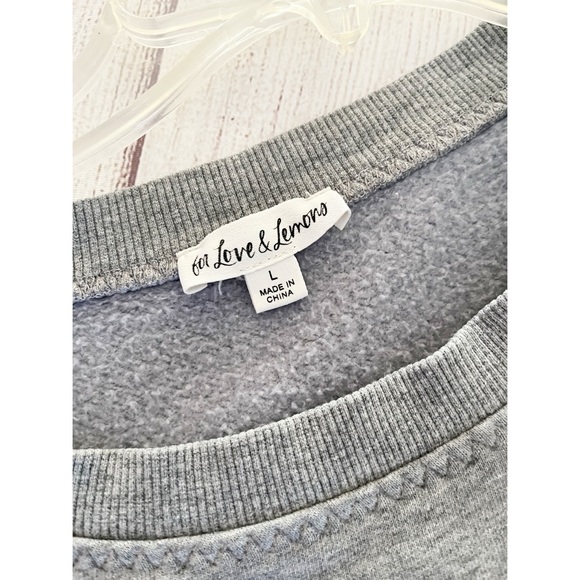 For Love & Lemons 🍋 gray Alex oversized embroidered sweatshirt sz L - Picture 6 of 11